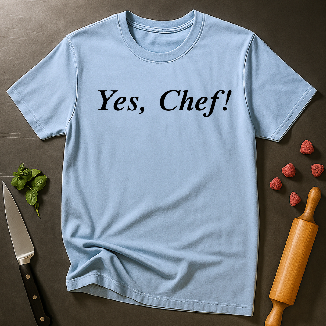 Yes Chef Serif B&W T-shirt