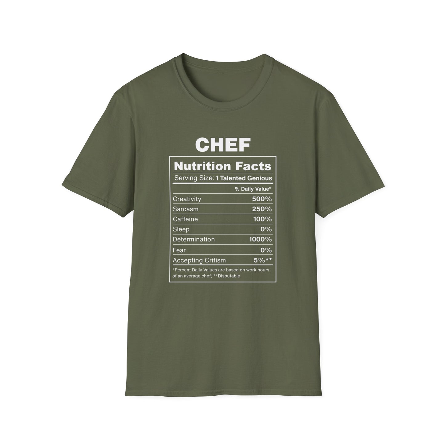 Chef Nutrition Facts T-shirt