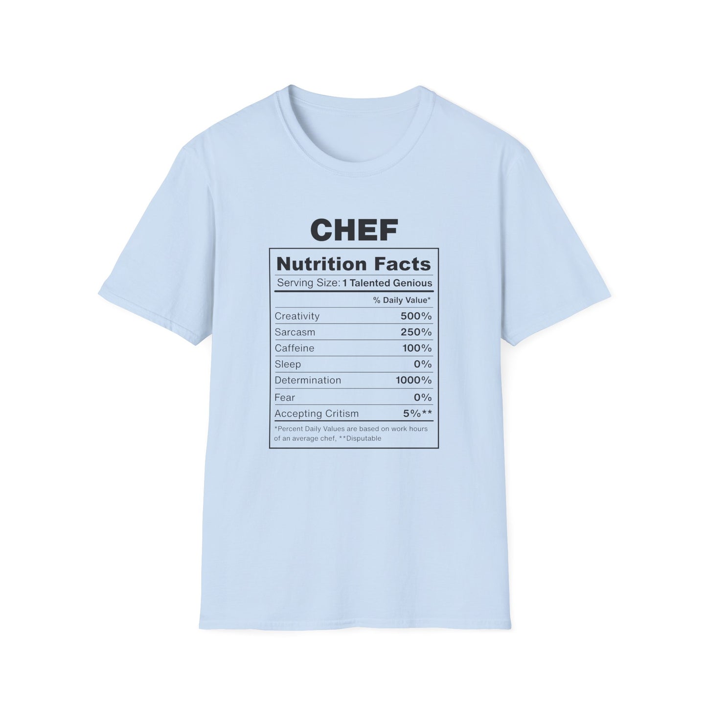 Chef Nutrition Facts T-shirt