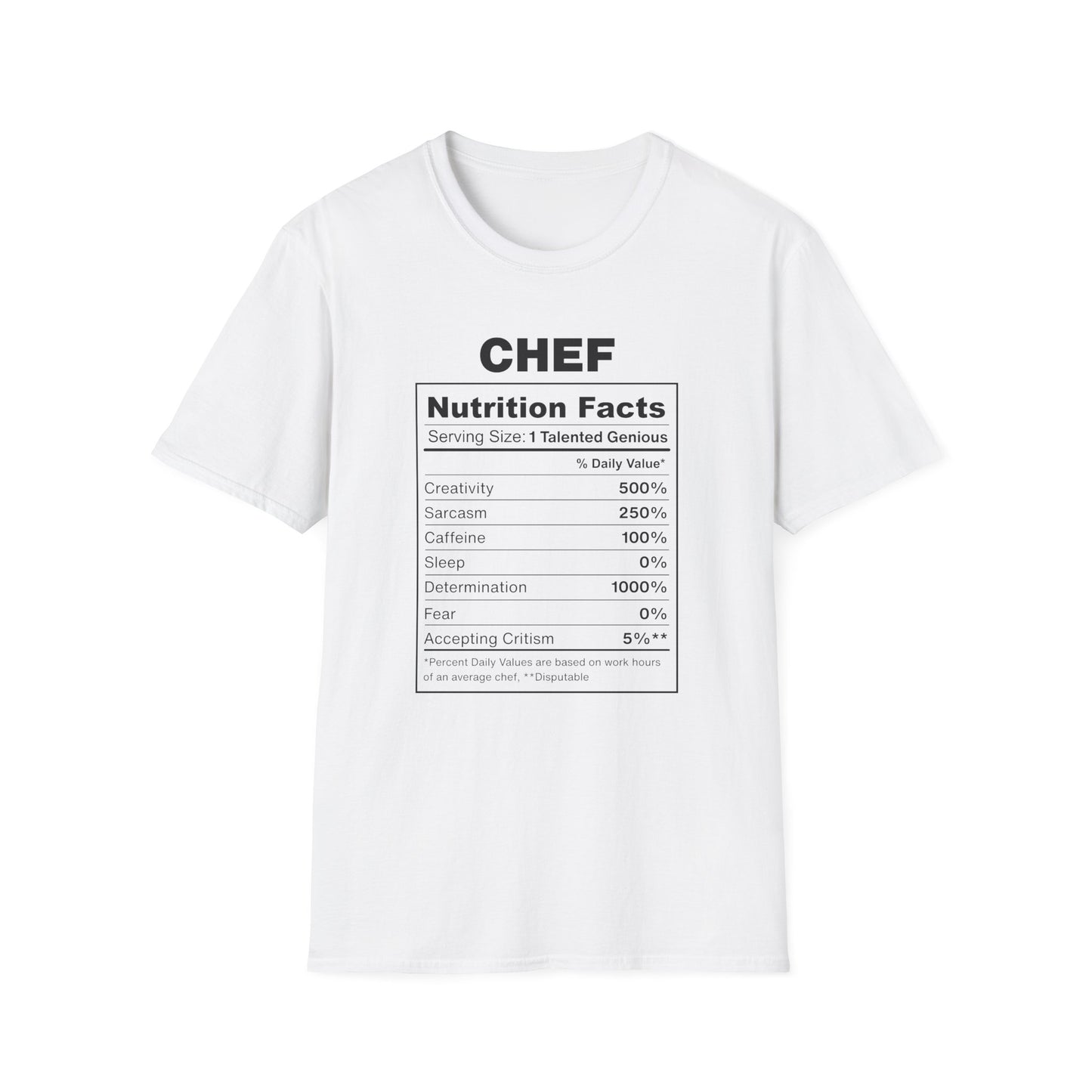 Chef Nutrition Facts T-shirt