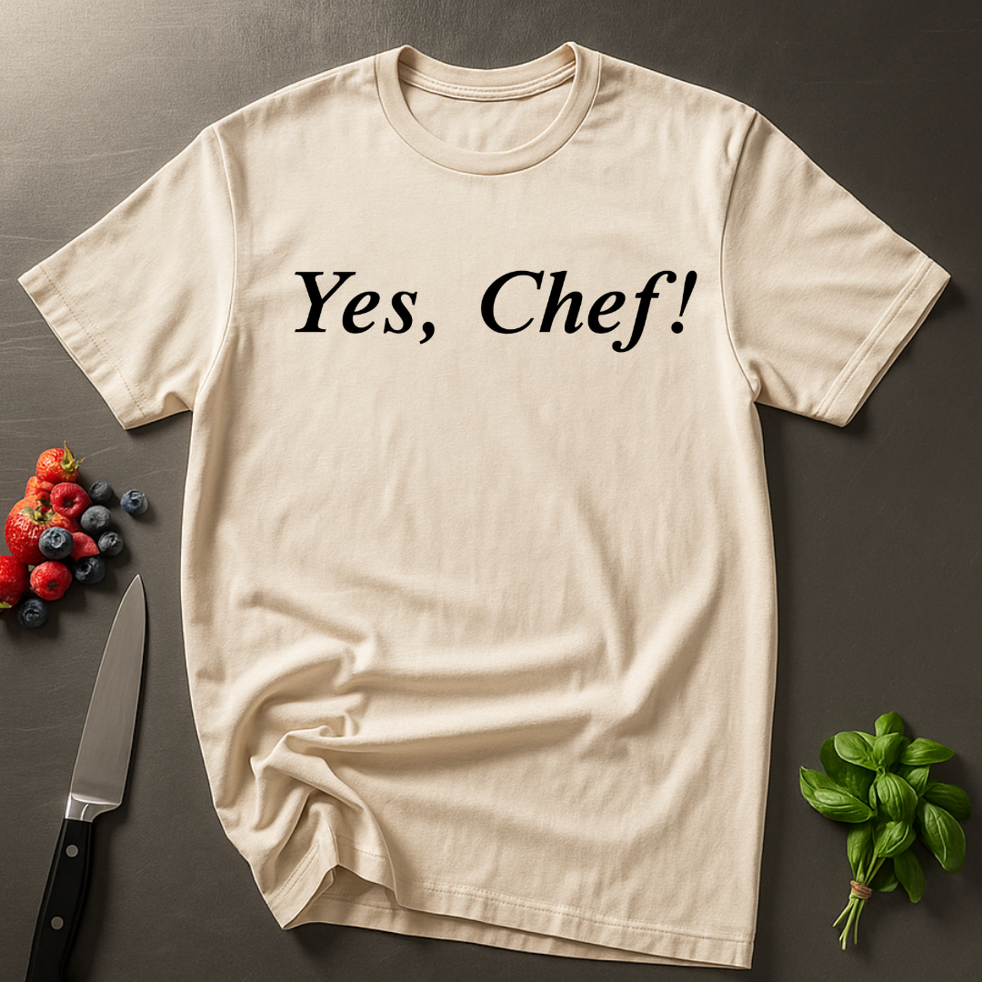 Yes Chef Serif B&W T-shirt