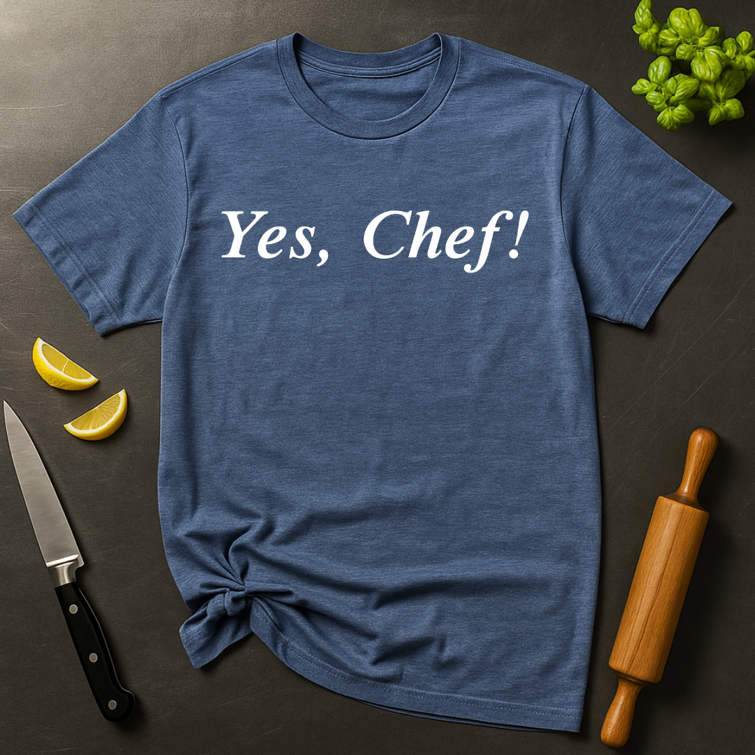 Yes Chef Serif B&W T-shirt