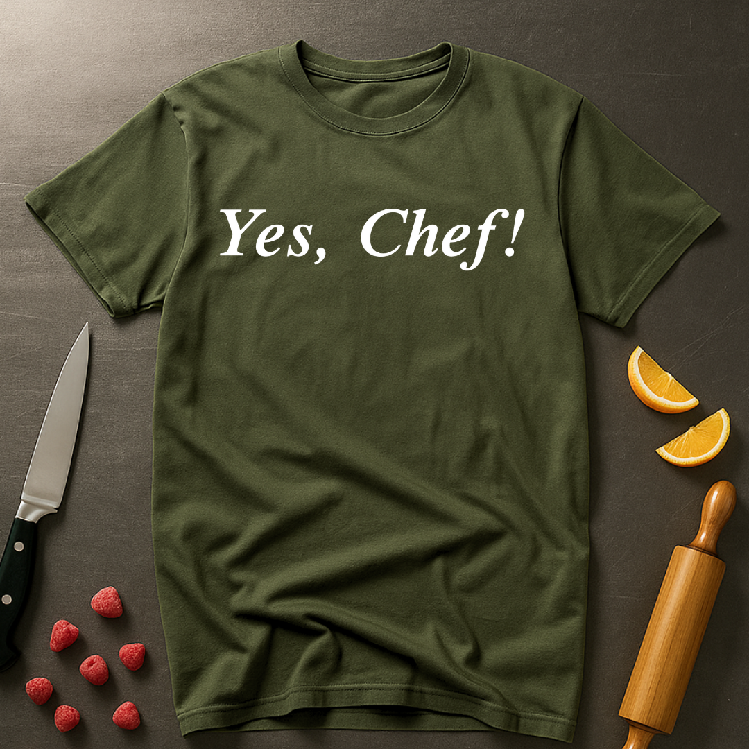Yes Chef Serif B&W T-shirt